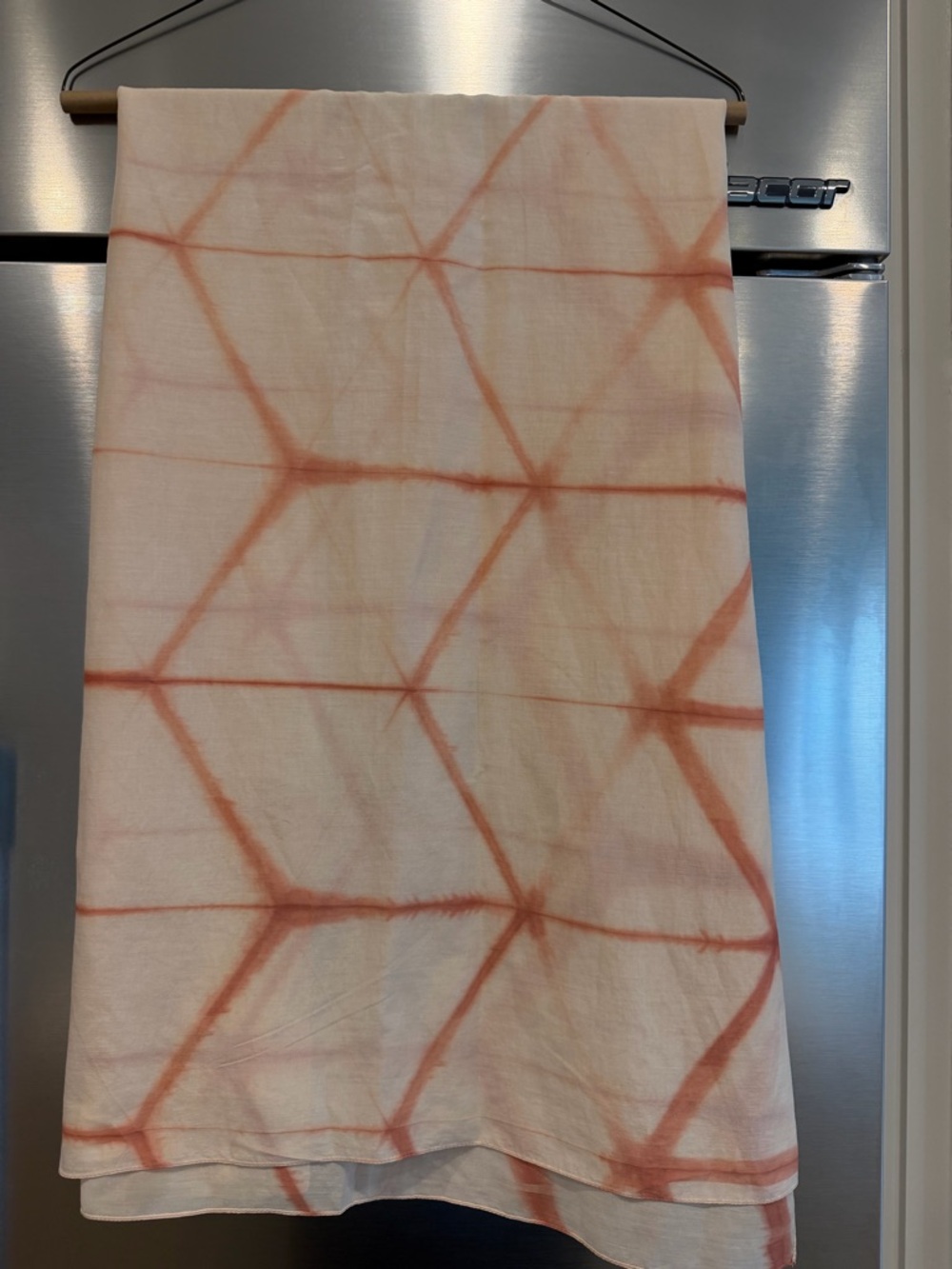 Eileen Fisher Pale Pink & Coral Geometric Tie-Dye Midi Skirt